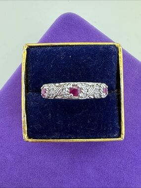 💛 Classic Sterling Silver Judith Ripka Ruby & CZ Filigree Ring | Designer